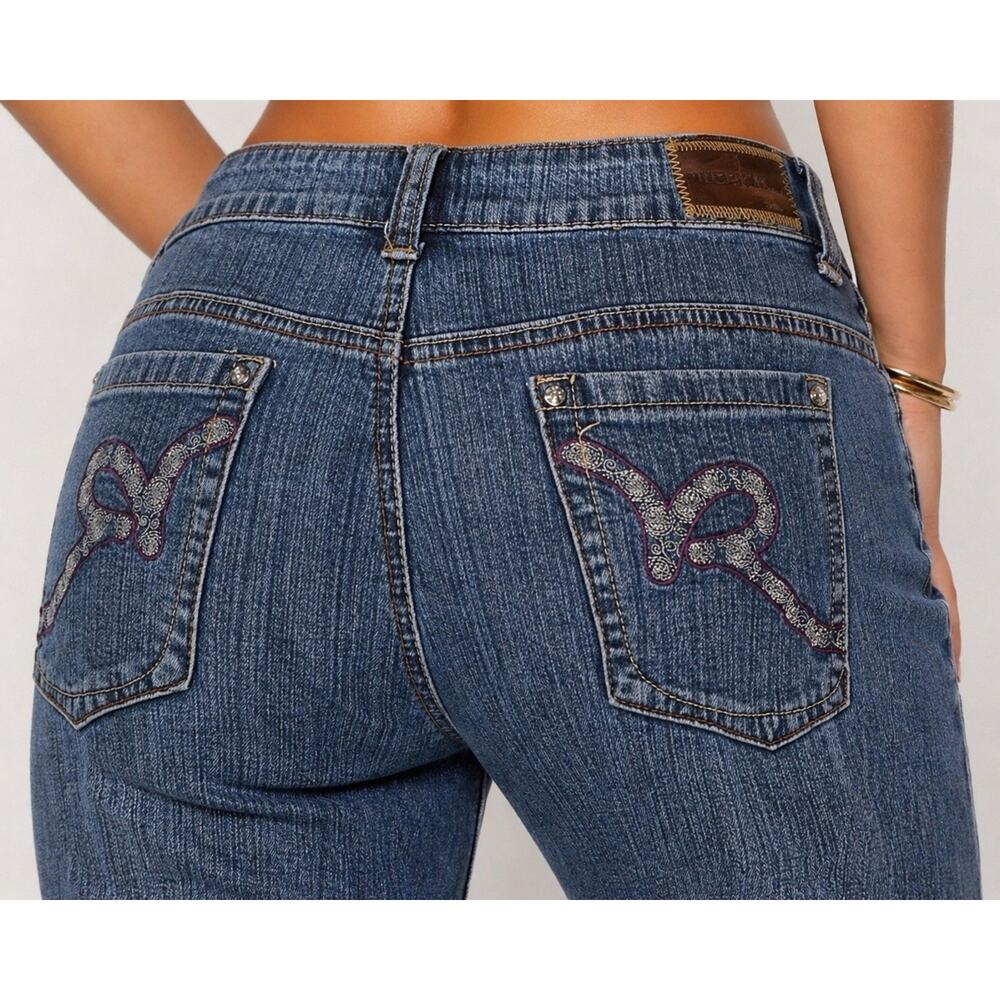 ROCAWEAR Women’s Flare Jeans Plus Size 18 Denim Low Rise Stretch Y2K Streetwear